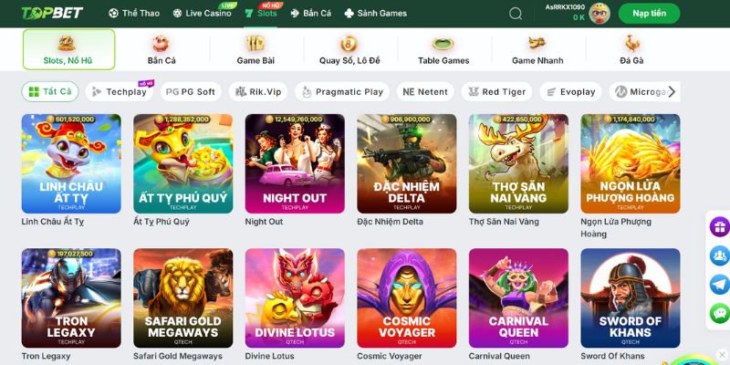 Khám phá thông tin về sảnh nổ hũ tại TOPBET